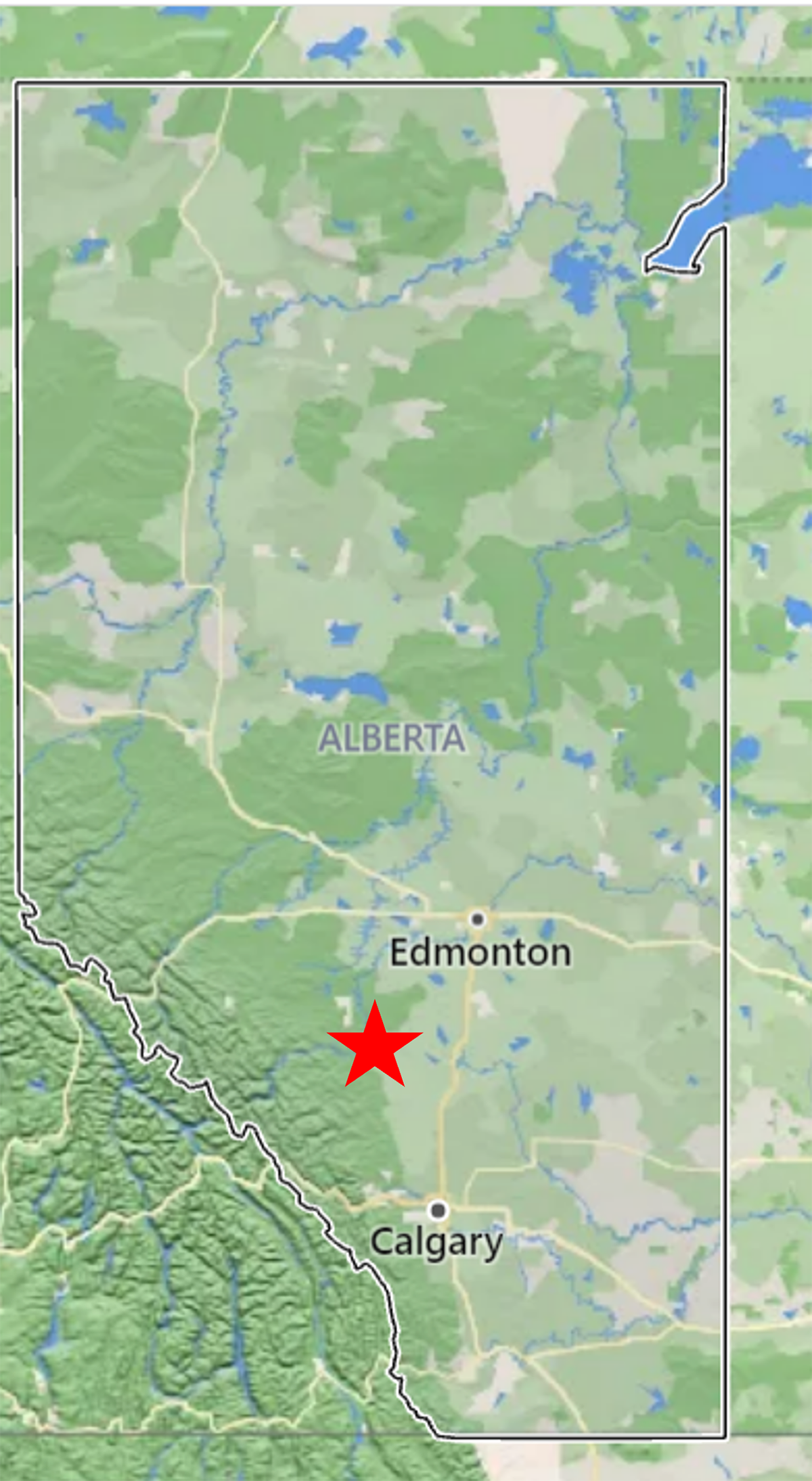 Map of Alberta, highlighting Fairview, AB.