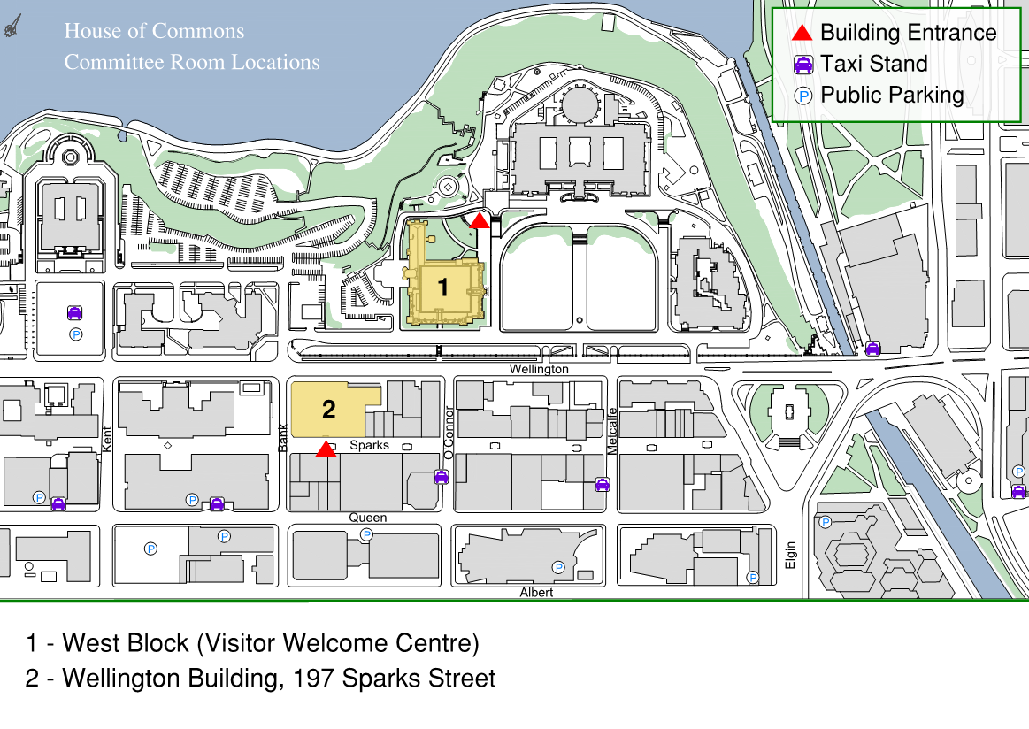 Premier emplacement : Bloc Ouest (Centre d'accueil des visiteurs), 3938 rue Wellington, Ottawa, Ontario, code postal K1A 0A6 et deuxième emplacement : Bâtiment Wellington, 197 rue Sparks, Ottawa, Ontario, code postal K1P 5B9.