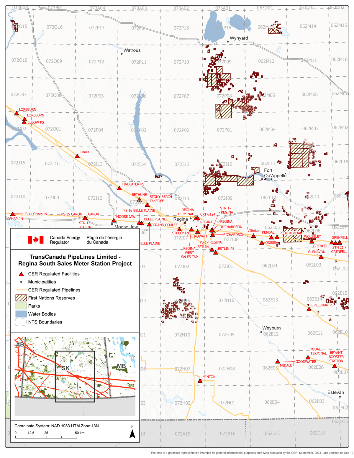 Regina South Sales Meter Station Project map