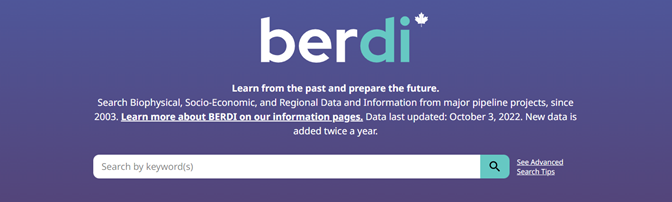 Figure 8 -  BERDI - the new online tool that provides easy access to regulatory data such as weather and wildlife, species at risk, environmental protection and public safety.