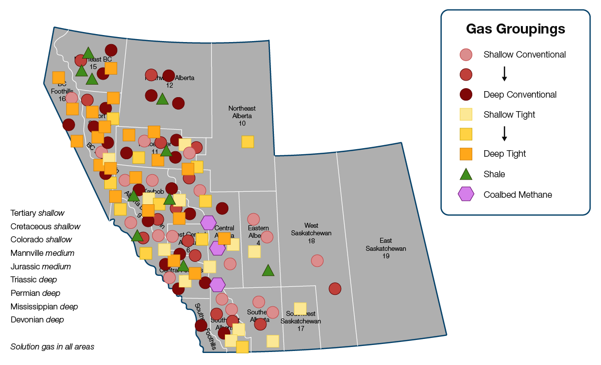 Figure NG.5: Western Canada natural gas groupings map