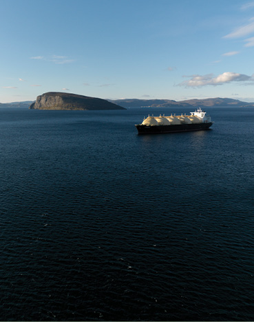 A liquid natural gas tanker transporting natural gas from Melkøya, Hammerfest.