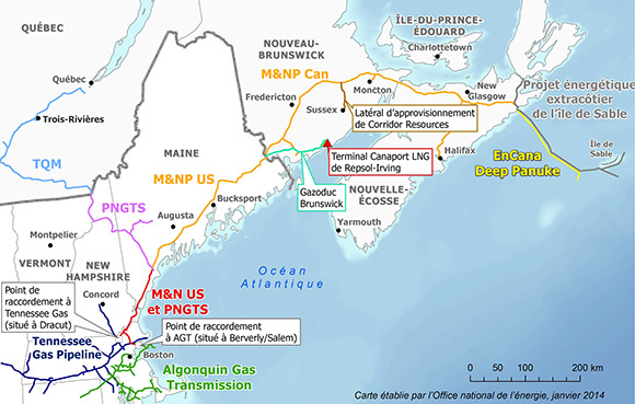 Figure 13 Infrastructure gazière du marché des Maritimes et du Nord-Est des États-Unis